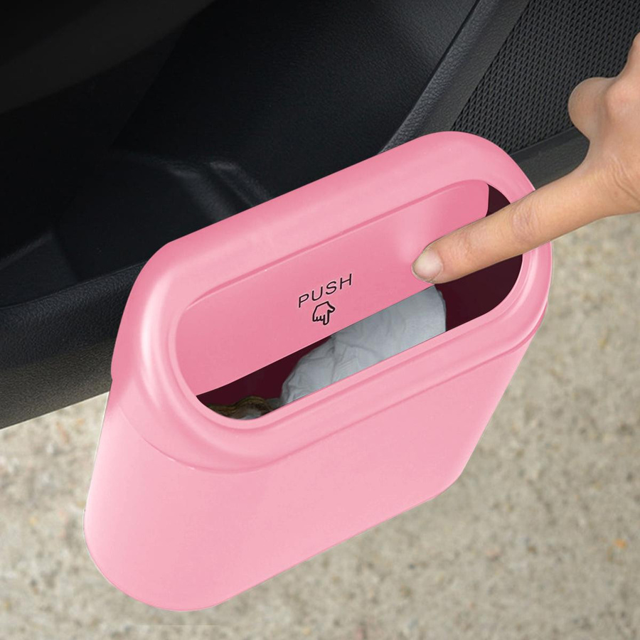 Mini-Mülleimer mit Deckel und Seitentür zur Automonatage in Rosa - Bild 2