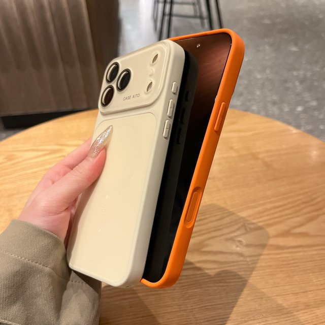 AG Nano Frosted MagSafe Magnetische Handyhülle für iPhone 17 16 15 14 Pro Max in Weiß mit Fenster-Armor-Design - Bild 1