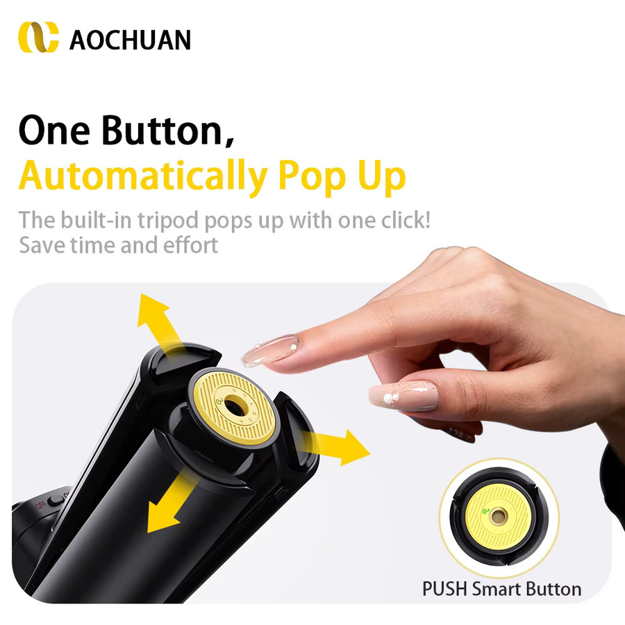 AOCHUAN X3 Handheld Gimbal Stabilisator in Schwarz mit integriertem Verlängerungsstab, Stativ und Gesichtsverfolgung für iPhone, Android und Samsung Smartphones - Bild 4