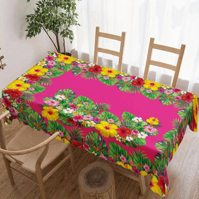 Wasserdichte und waschbare rechteckige Tischdecke mit tropischem floralem Muster von JINGYUE Pet, Mehrfarbig, B: 100 cm, L: 160 cm - Bild 1