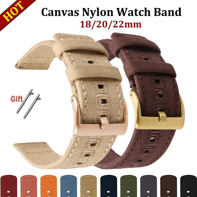 nxalp Uhrenarmband Canvas, Textil/NATO, Edelstahl, Silber, Unisex - Bild 1