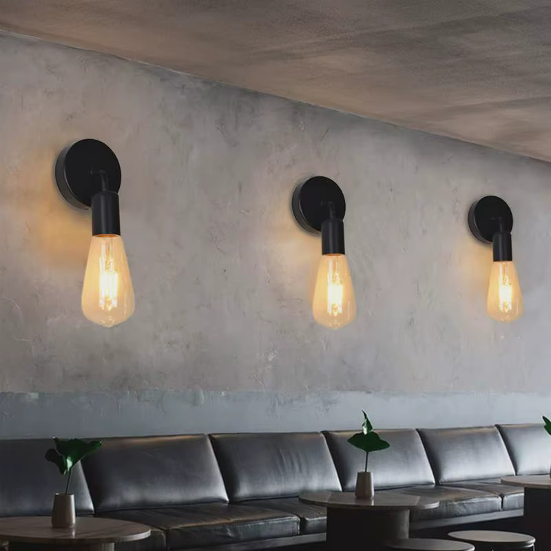 OSABO Wandlampe im Nordic-Industrie-Design aus Metall, Schwarz, E27 Fassung für Schlafzimmer und Badezimmer - Bild 1