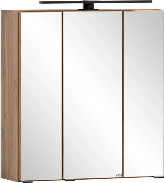 Held Möbel 3D-Spiegelschrank Padua in Wotaneiche mit LED-Beleuchtung und Steckdose, Breite: 60 cm, Höhe: 64 cm, Tiefe: 20 cm - Bild 1