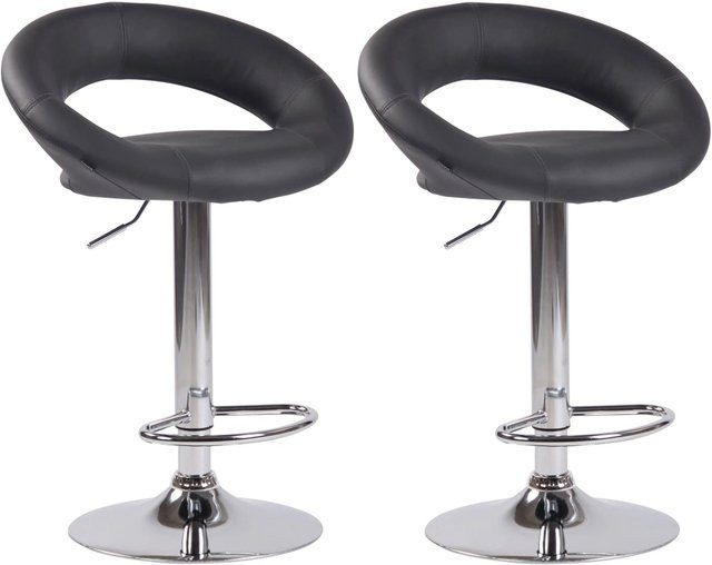 DELUKE 2er Set Barhocker MEKIM in Grau mit Kunstleder und silbernen Elementen, höhenverstellbar, drehbar mit Lehne, B/T/H: 53 x 47 x 80 cm - Bild 1
