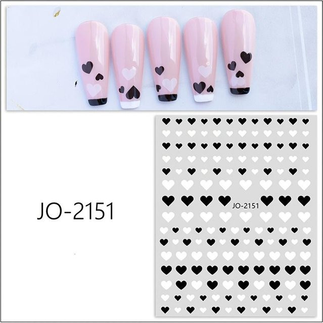 OTRESS 3D Nagelsticker, Rot Schwarz, Herz, Selbstklebend - Bild 1