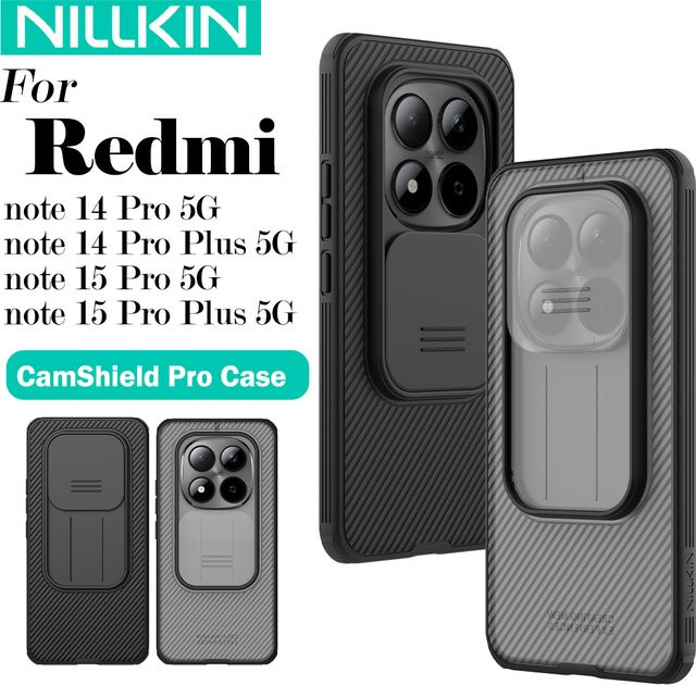 Nillkin CamShield Pro Schutzhülle mit Schiebe-Kameraabdeckung für Redmi Note 15 Pro Plus 5G und 14 Pro Plus 5G, stoßfest, Schwarz oder Transparent - Bild 1