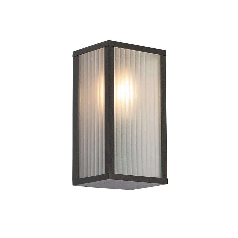 QAZQA Außenwandleuchte Charlois in Schwarz aus Aluminium mit geripptem Glas, IP44, dimmbar, E27 für Garten, Balkon und Terrasse - Bild 2