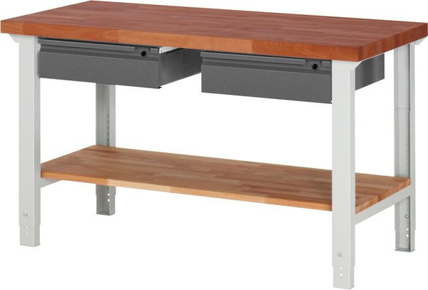 Rau Werkbank aus Holz mit verstellbarer Arbeitshöhe, Multicolor, B: 150,0 cm, T: 55,7 cm, H: 79,0 cm