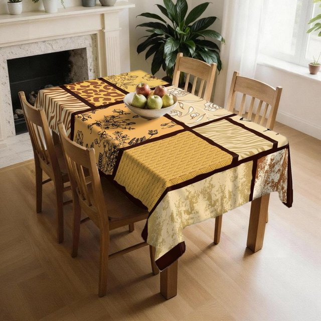 VIKAMA Tischdecke im böhmischen Eklektik-Stil, Gelb, B: 140 cm, T: 160 cm - Bild 1
