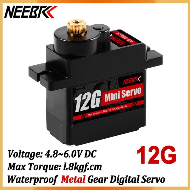 NEEBRC Mini Digital Metal Gear Servo, Wasserdicht, Schwarz, Zubehör - Bild 1
