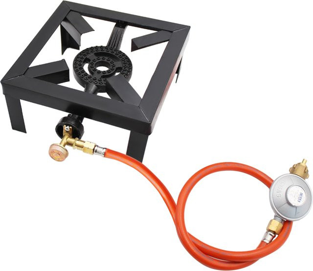 Tomshoo Gaskochring mit 8 kW Gusseisenbrenner, tragbarer Outdoor-LPG-Herd in Schwarz, B/T/H: 24,5 x 24,5 x 11,0 cm - Bild 1