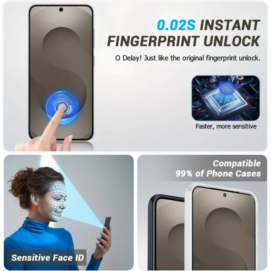 3er-Pack Full Cover Displayschutzfolie aus gehärtetem Glas für Samsung Galaxy S24, transparent - Bild 5