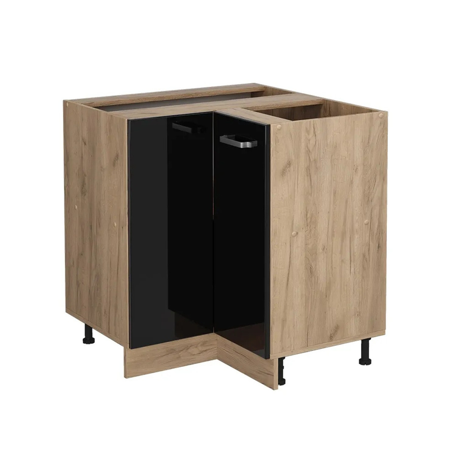 Vicco Eckunterschrank R-Line Küchenschrank in Schwarz und Eiche mit Goldakzenten, Höhe: 87 cm - Bild 3