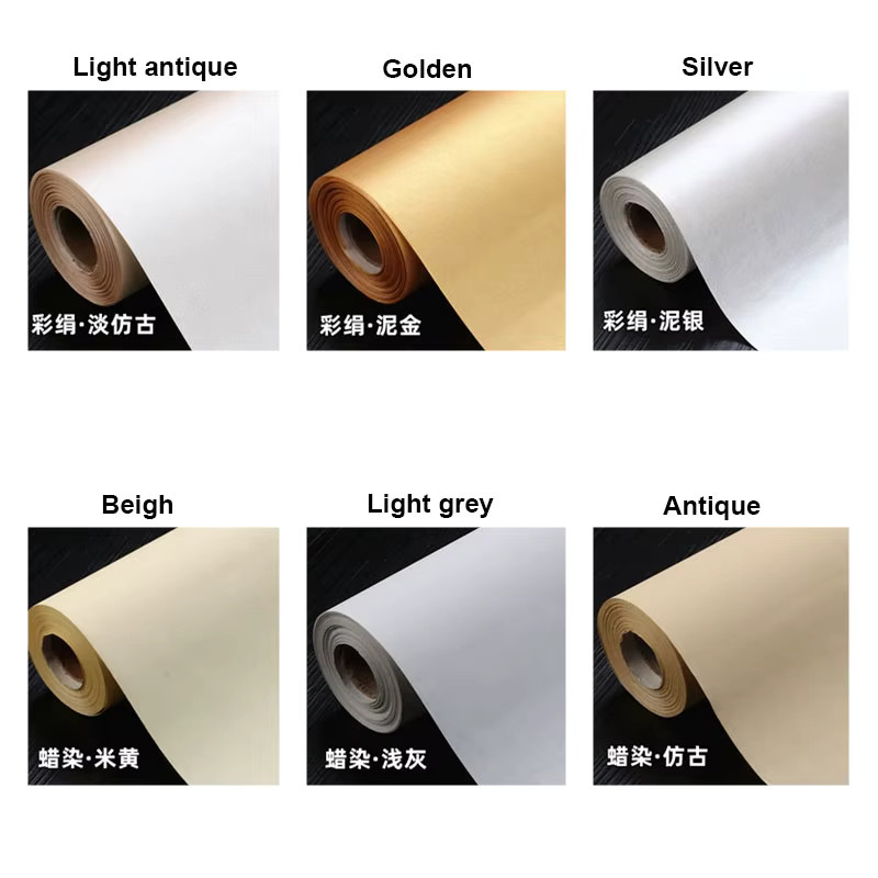 Mian Gen Chinesisches Seidenpapier Xuan Zhi Rollenpapier für Kalligraphie und Malerei in Silber und Mehrfarbig, Breite: 0,35 m, Länge: 10 m oder 20 m - Bild 1