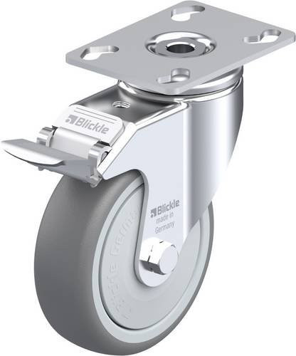 Blickle Lenkrolle LKPA-TPA 101KF-FI mit Feststeller, Rad-Durchmesser: 100 mm, Tragfähigkeit: 110 kg, Farbe: Grau/Silber - Bild 1