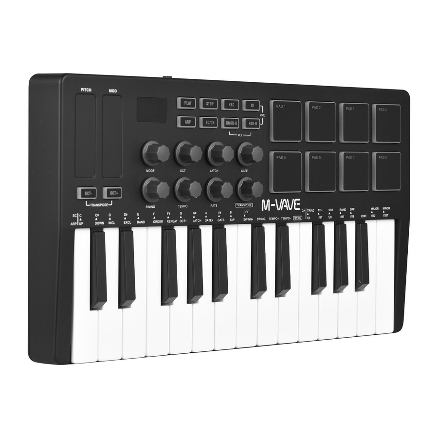M-VAVE Mini MIDI-Controller mit 25 Tasten, tragbare USB und Bluetooth Musik-Steuerungstastatur in Schwarz - Bild 7