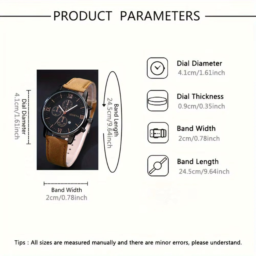 DEYROS Armbanduhr, Quarz, Leder, Schwarz, Herren - Bild 2