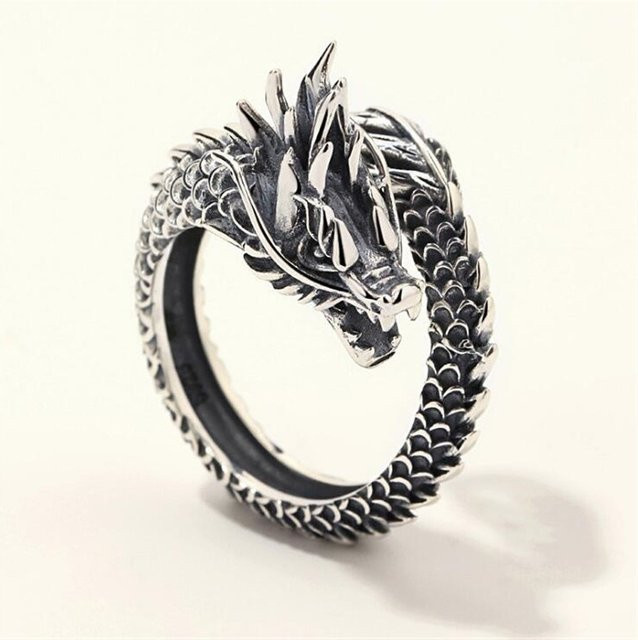 Ring 925 Sterling Silber, Drache, Unisex - Bild 1