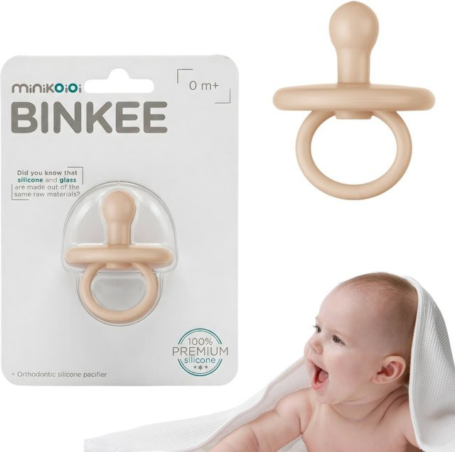 MinikOiOi Silikon Dynamic Beruhigungssauger Beige für Neugeborene 0 m+ bpa-frei und kieferorthopädisch - Bild 1