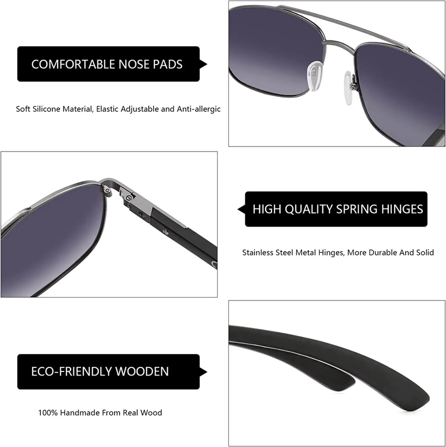 BLUEMOKY Sonnenbrille Aviator, Herren, Holz, Vollrand, polarisiert - Bild 3