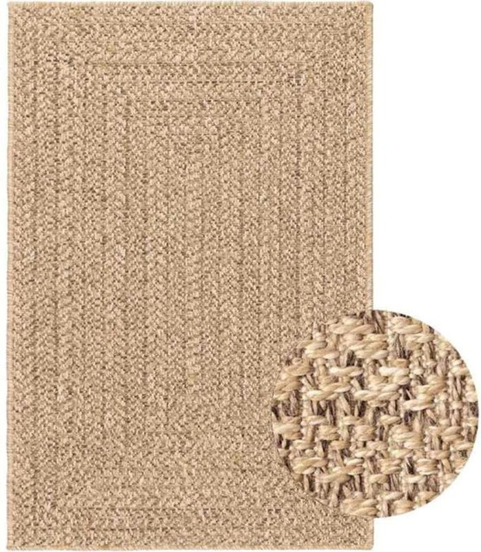 Vidaxl Teppich Zizur in Beige mit Jute-Optik für Indoor und Outdoor, Rechteckig, B: 140 cm, L: 200 cm - Bild 1