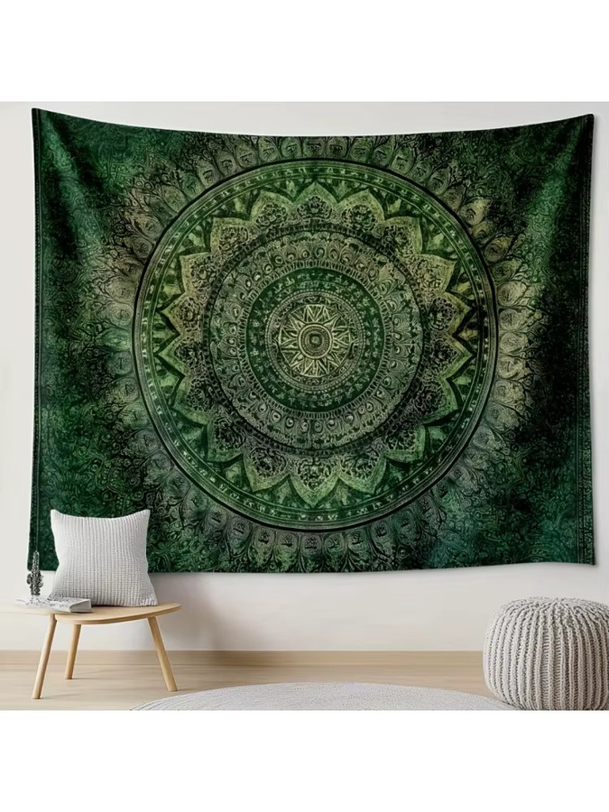 VIKAMA Boho Wandbehang mit grünem Mandala- und Blumenmuster als dekorative Wandkunst - Bild 6