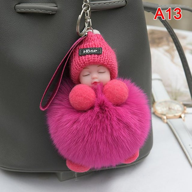 Linyi toy Schlüsselanhänger, schlafendes Baby, Plüschpuppe, pink, Damen, Mädchen - Bild 1