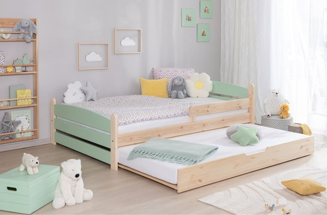 TiCAA Einzelbett Mello Kinderbett und Jugendbett aus Massivholz in Weiß im skandinavischen Design - Bild 1