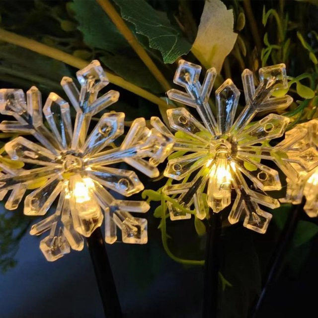 Lanzhong Solar Lichterkette mit Schneeflocken und Sternen für Garten und Weg, 6 LED in Braun mit warmweißem Licht - Bild 1