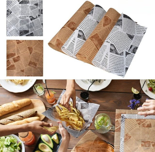 50 Stück ölbeständige Einpackpapierbögen für Sandwiches, Burger und Pommes Frites - Bild 1