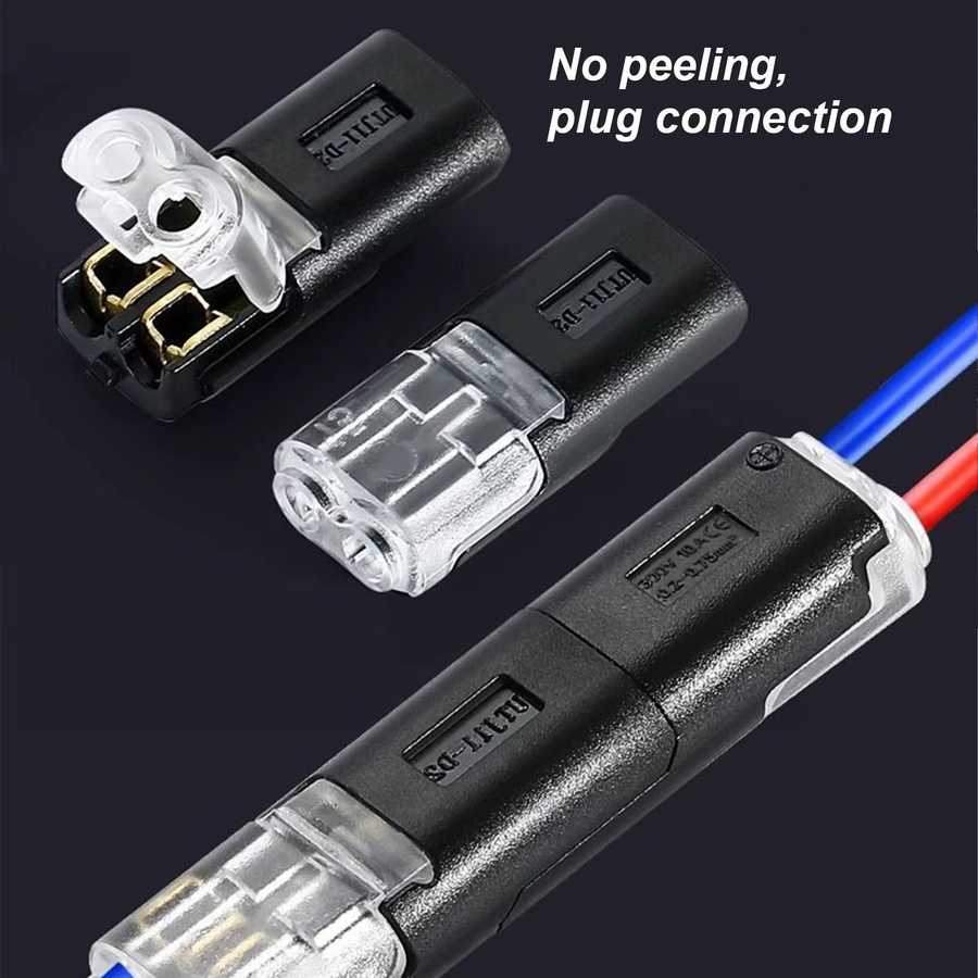 30 Stück 2-polige Stecker in Schwarz als Mehrzweck-Adapter für LED-Anschlüsse bei Automobil- und Fahrzeugumbauten sowie Heimwerken ohne Abisolieren - Bild 4