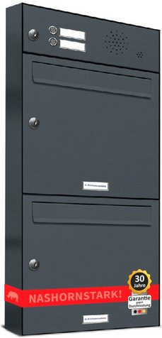 AL Briefkasten für 2 Parteien, Aufputzmontage, grau, B/H/T: 153,579 x 79,8 x 11,6 cm - Bild 1