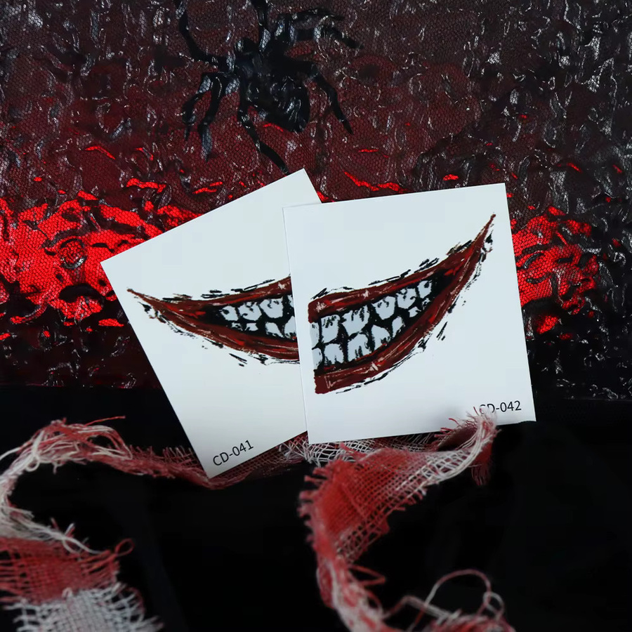 ROCOOART Temporäre Tattoos Halloween Big Mouth Design, 12 Blatt, Damen - Bild 3