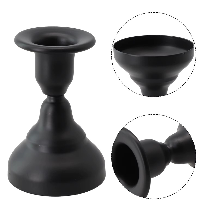 VIBRATITE Vintage Metall Kerzenhalter aus Eisen für Säulenkerzen in Gold und Schwarz - Bild 3