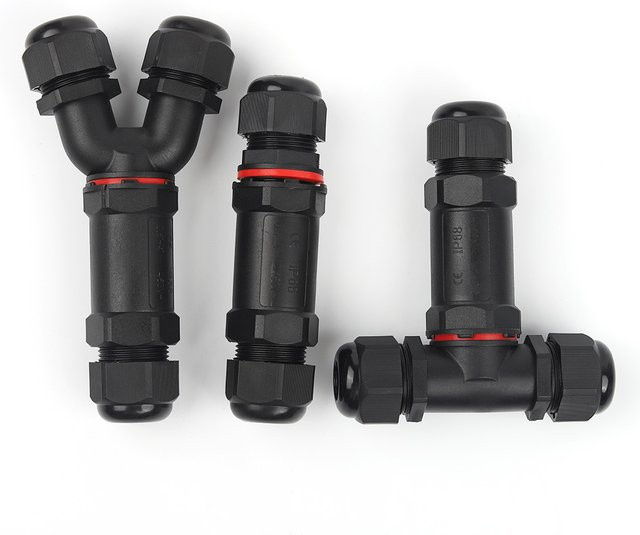 DIY GO Wasserdichter Steckverbinder IP68 in I/Y/T-Form für LED-Beleuchtung im Außenbereich, Schwarz, Kunststoff - Bild 1