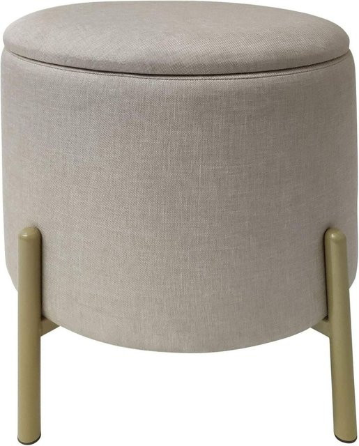 ECHTWERK Sitzhocker Logan mit Samtbezug in Beige, B/T/H: 36 x 40 x 40 cm - Bild 1