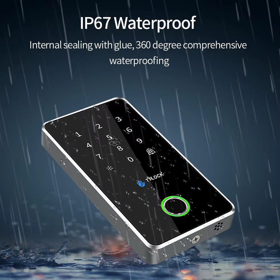 Asia-Teco TTLock Standalone Access Controller aus Metall in Schwarz mit Fingerabdruck, Karte, Passwort und App-Steuerung, IP67 wasserdicht und Alexa-kompatibel - Bild 2