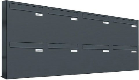 AL Briefkasten-System für 8 Parteien mit Zaundurchwurf, grau, B/H/T: 153,6 x 68,4 x 11,6 cm - Bild 1
