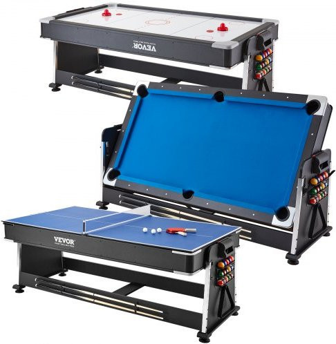 VEVOR 3-in-1 Multispieltisch mit Drehgelenk inklusive Airhockey, Tischtennis und Billard aus MDF in Multicolour - Bild 1