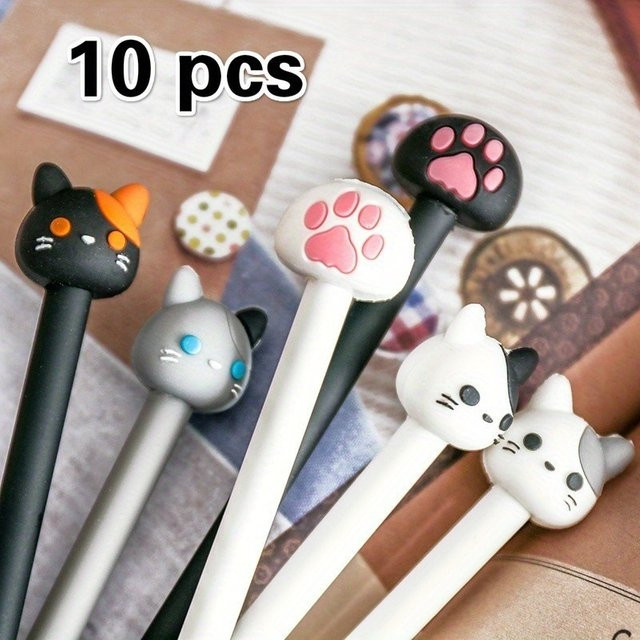 10 Stück Kawaii Cat Paw Gelstifte in Multicolour mit 0,5 mm Tintenstärke für Schule, Büro und Journaling - Bild 1