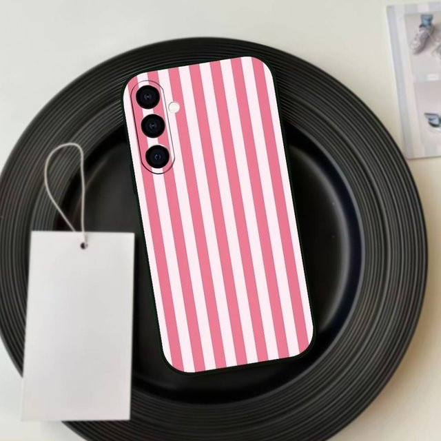 Silikon Handyhülle mit gestreiftem Color-Blocking Kunstmuster für Samsung Galaxy A73, A72, A71, A70, A53, A52, A51 und A22 4G in Pink - Bild 1