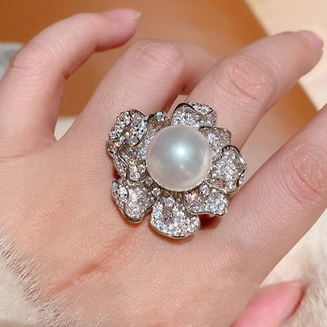 Huitan Fingerring, Silber, Zirkonia, Perle, Damen - Bild 1