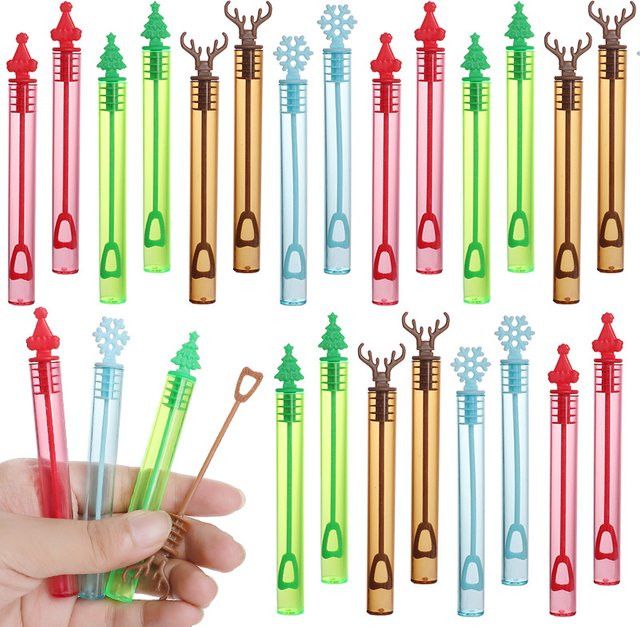 12er Set ZQNYCY Seifenblasenflaschen für Weihnachten und Neujahr mit Schneeflocken und Rentier Motiven in Multicolor für Kinder - Bild 1