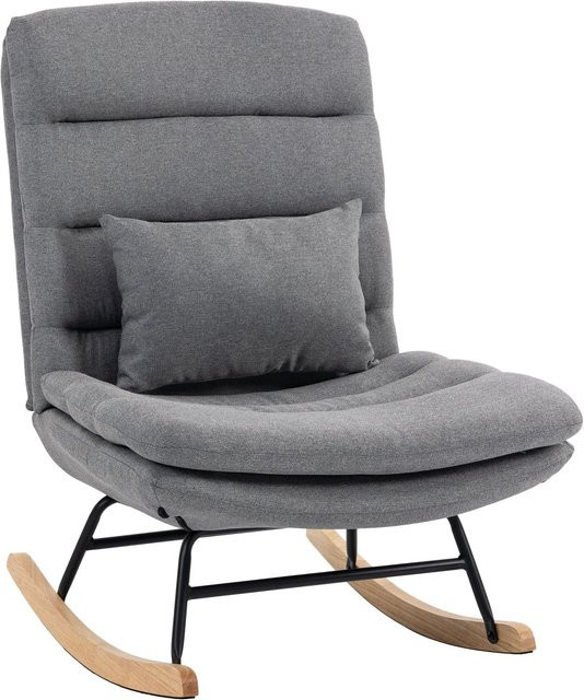 HOMCOM Schaukelstuhl aus Polyester in Hellgrau mit Schaumstofffüllung, Tiefe: 92 cm, Breite: 72 cm, Höhe: 102 cm - Bild 1