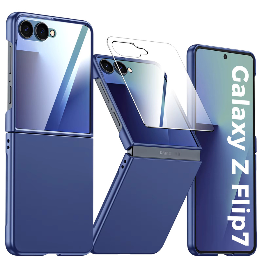 Schutzhülle für Samsung Galaxy Z Flip 7 mit Displayschutz und HD-Schutzfolie, ultradünn, kratzfest und stoßfest, Blau - Bild 7