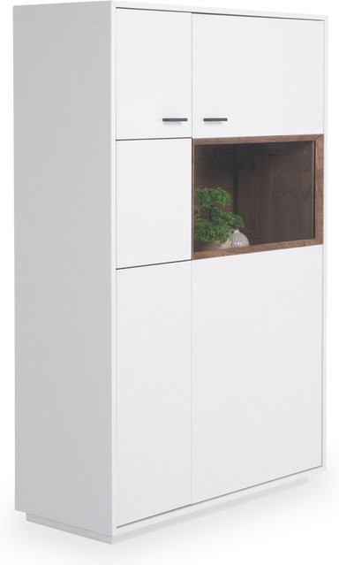 Highboard HARPER IZARRA in Weiß matt mit offenen Regalfächern und Schwenktüren - Bild 1