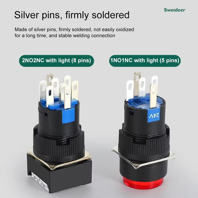 LED beleuchteter Druckknopfschalter Sweideer 16 mm weiß, 220V, momentan oder selbsthemmend verfügbar - Bild 3