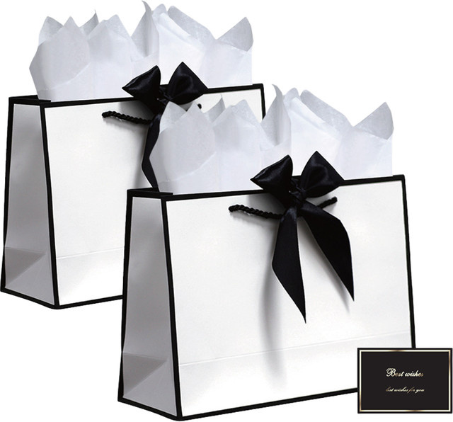 Elegante weiße Geschenktüte aus Papier für besondere Anlässe wie Geburtstag, Valentinstag oder Weihnachten - Bild 1
