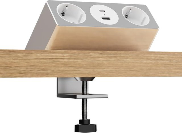 Kalb Nexura Tischsteckdose mit 2x 230V und USB-A/USB-C Ports 30W in Weiß oder Silber - Bild 1