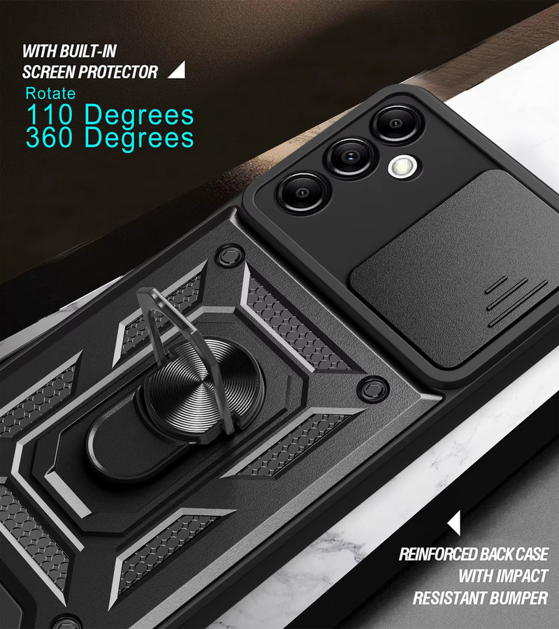 Armor Protective Cove Galaxy A14 5G Slide Camera Lens Case für Samsung Galaxy A14 5G mit Military Grade Bumper in Schwarz oder Grün - Bild 4